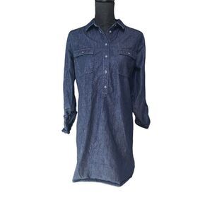 LOFT Denim-Style Indigo Shirt Dress